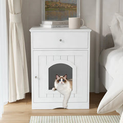 Wooden Pet House Litter Box With Drawers