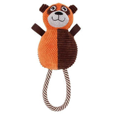 'Huggabear' Natural Jute Squeaking and Tug Plush Dog Toy