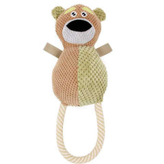 'Huggabear' Natural Jute Squeaking and Tug Plush Dog Toy